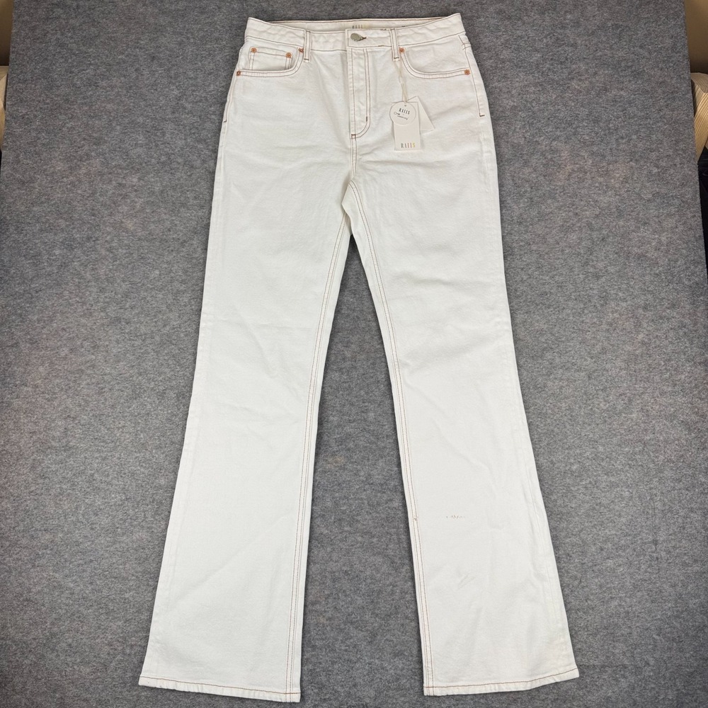 Rails The Sunset High Rise Slim Flare Jeans 34" Salt White Womens 29 *